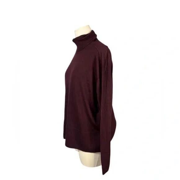 EVERLANE - Burdgundy 100% Wool Blend   long Sleeve Blouse in Sz Medium - Picture 3 of 6